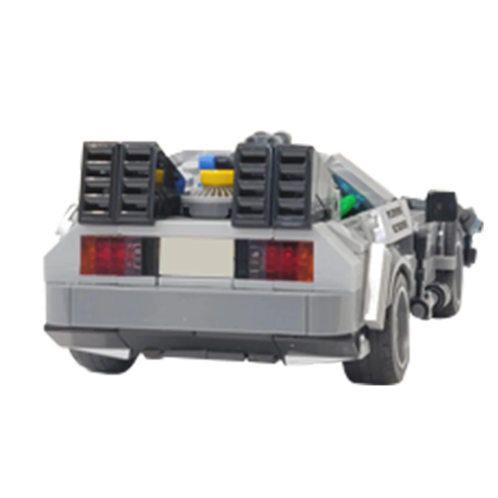 MOC Delorean العودة إلى المستقبل سباق السيارات آلة الزمن الطوب الخيال العلمي التقنية الشاحنات اللبنات لعبة الأطفال #3
