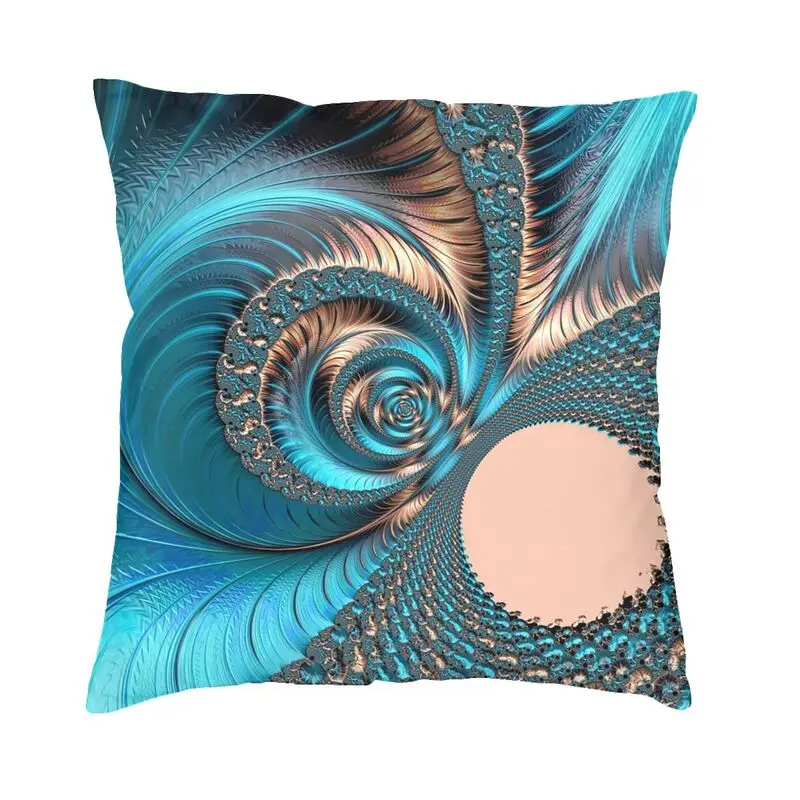 Turquoise Gems Throw Pillow Case Home Decor Square Elegant Copper And Teal Fractal Twenty-Four Cushion Cover 45x45 Pillowcover
