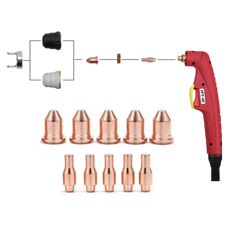 Plasma Cutting Consumables 56576 Tip 56811 Electrode 56255 Suitable For Harbor Freight Titanium 45A Plasma Cutter 13Pc