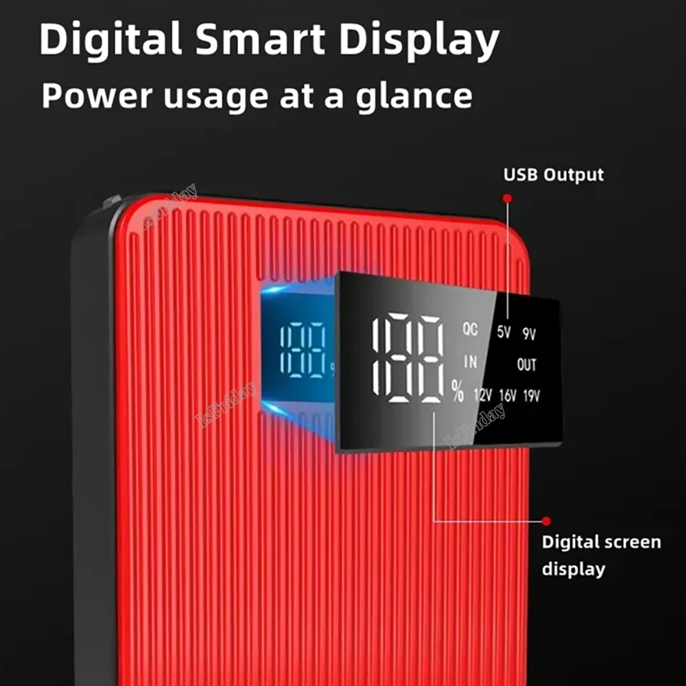 22000mAh batteria auto Jump Starter portatile Power Bank luci di emergenza multifunzionali Display a LED