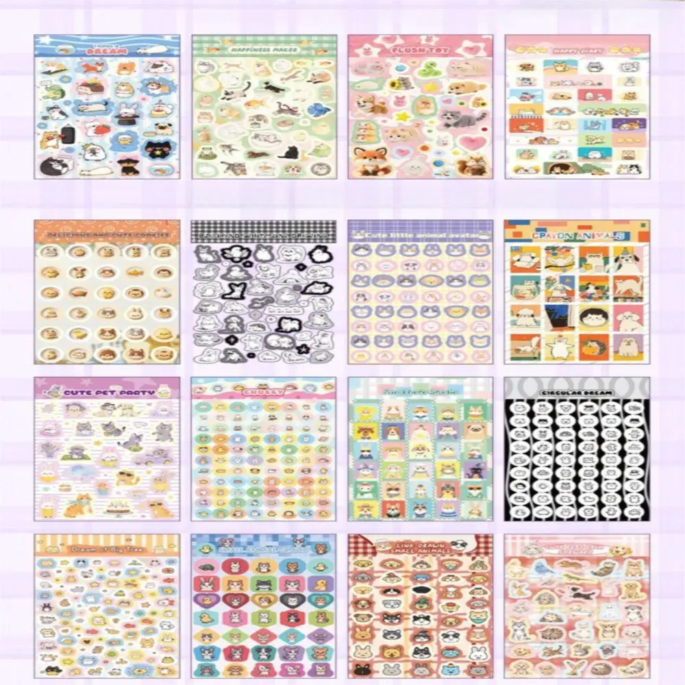 Graffiti Style Pet Sticker Collection 32 Sheets Pack Cute Pet Collection Die-Cut Sticker Book Small Pattern Design