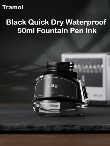 Imagen 2 del producto Tramol-pluma estilográfica de secado rápido, resistente al agua, color negro, 50ml, perfecta para dibujar, delineado, bolígrafos de inmersión, tinta, suministros escolares, papelería