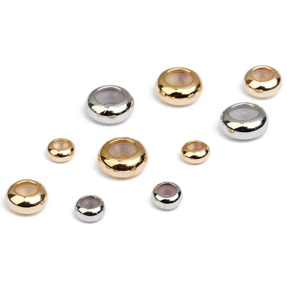 

20pcs Diy Copper Silicone Flat Beads Stopper Spacer Positioning Bead Jewelry Making Tool Adjustable Chain Buckle Durable Premium