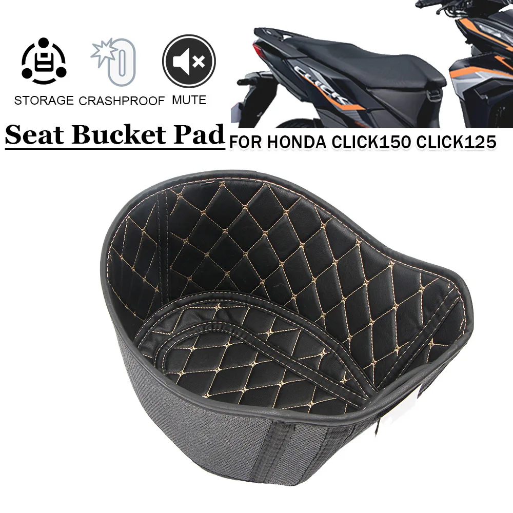 For HONDA CLICK150 CLICK125 Motorcycle Rear Trunk Cargo Liner Protector PU Waterproof Seat Bucket Pad Cushion Storage Interior