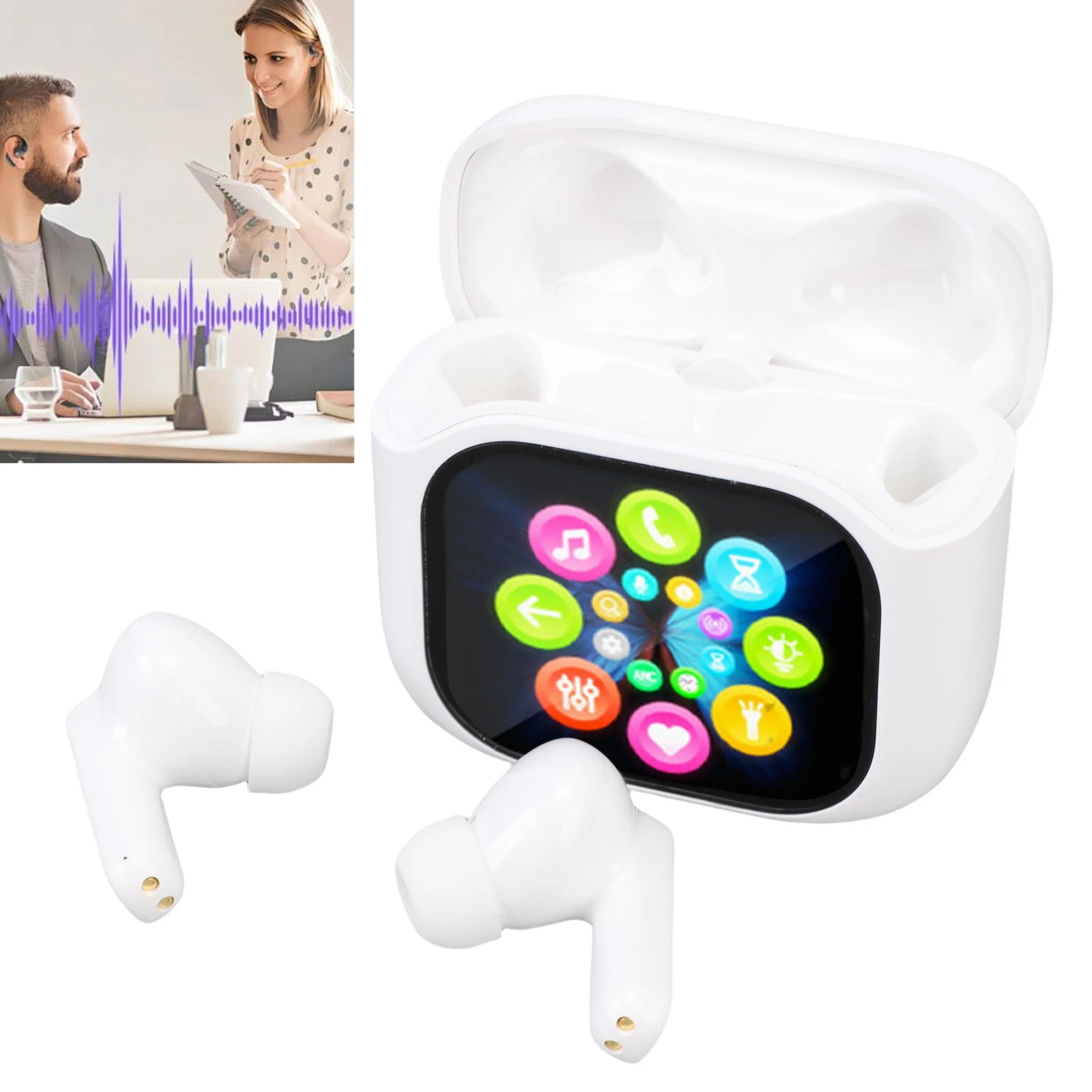 Наушники-переводчики поддерживает более 140 языков, перевод в реальном времени, Bluetooth 5.4, наушники с сенсорным экраном, 300 мАч