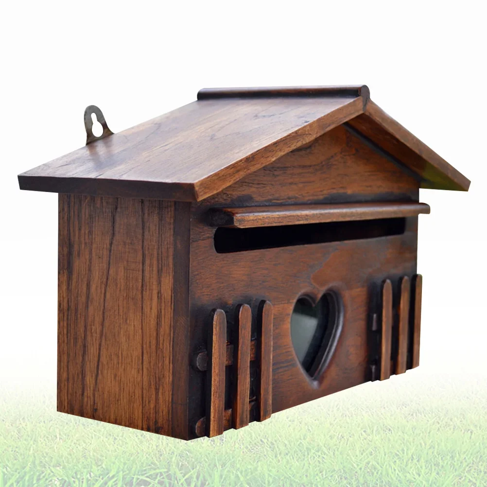 

1PC Wooden Mailbox Outdoor Post Box Rainproof Suggestion Box Creative Letter Box for Home Company Wall Mounted Mailbox