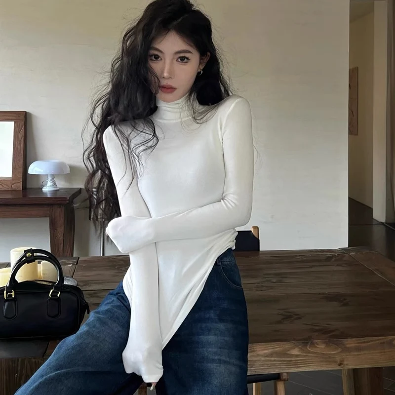 Winter Women Classic Basic Turtleneck Tops Lady Comfortable Thermal Long Sleeve Clothes Female Retro Versatile Elastic Pullover image 2