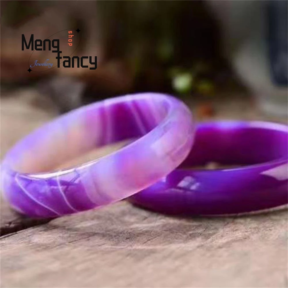 

Natural Fine Violet Chalcedony Agate Bracelet Ice Transparent Bangle High-grade Exquisite Elegant Luxury Quality Fashion Jewelry