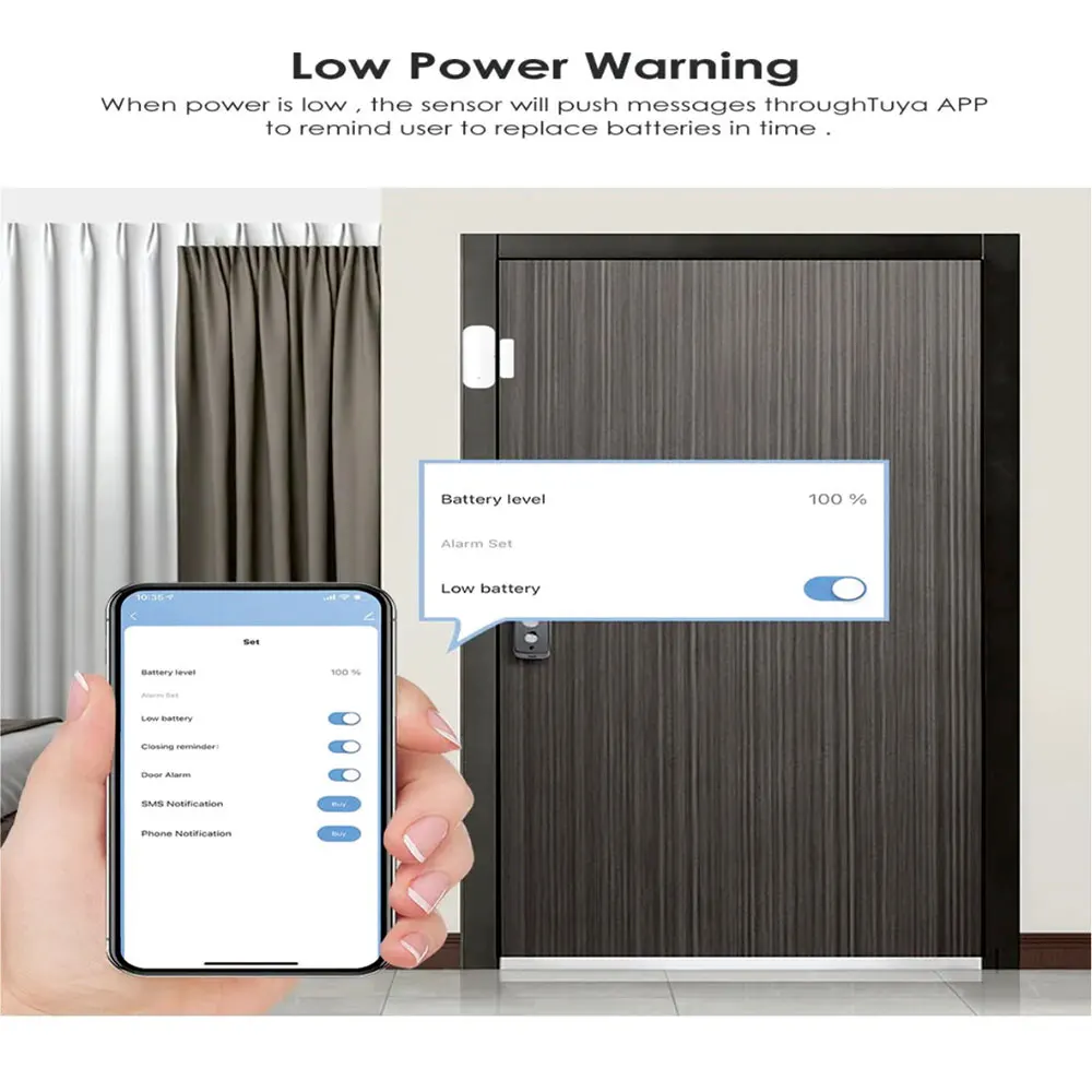 mobu Smart life  Tuya  Door Sensor WiFi Door Window Open Closed Detector Smart Home Security Alarm System Smart Life APP Control
