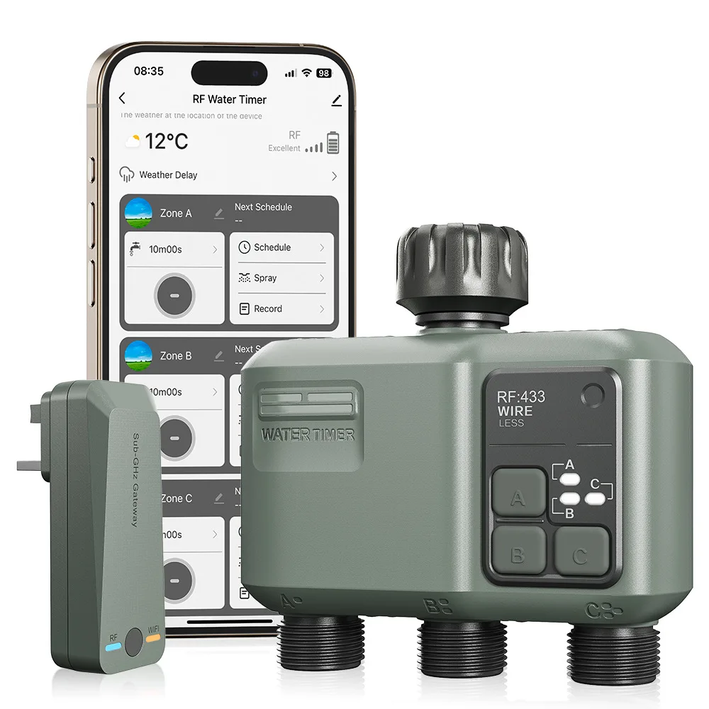 Contrôleur d'irrigation intelligent WiFi, minuterie d'arrosage automatique à 3 zones avec télécommande pour jardin, pelouse et plantes, arroseur programmable