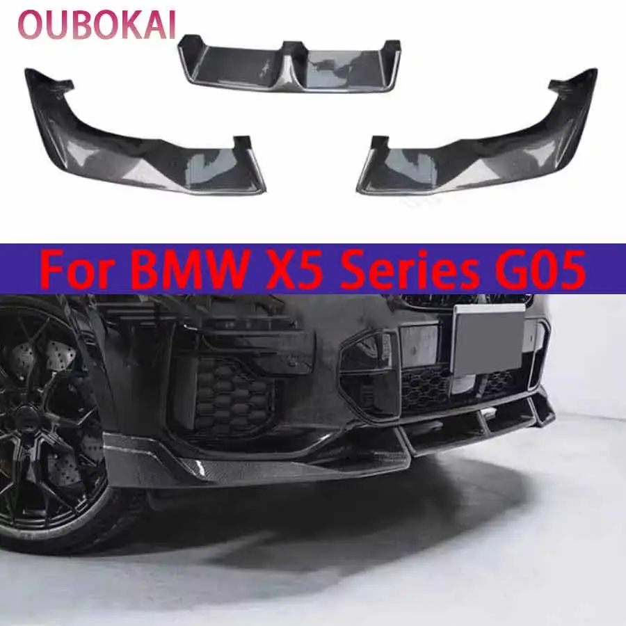 For BMW X5 Series G05 Carbon Fiber Spoiler Front Bumper Lip Diffuser Front lip Front Chin Spoiler L Style Upgrade Body Kit