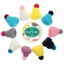 Mini sombreros de lana para manualidades, accesorios de decoración de tejer, hilo artesanal de árbol de Navidad en miniatura, 10 Uds.