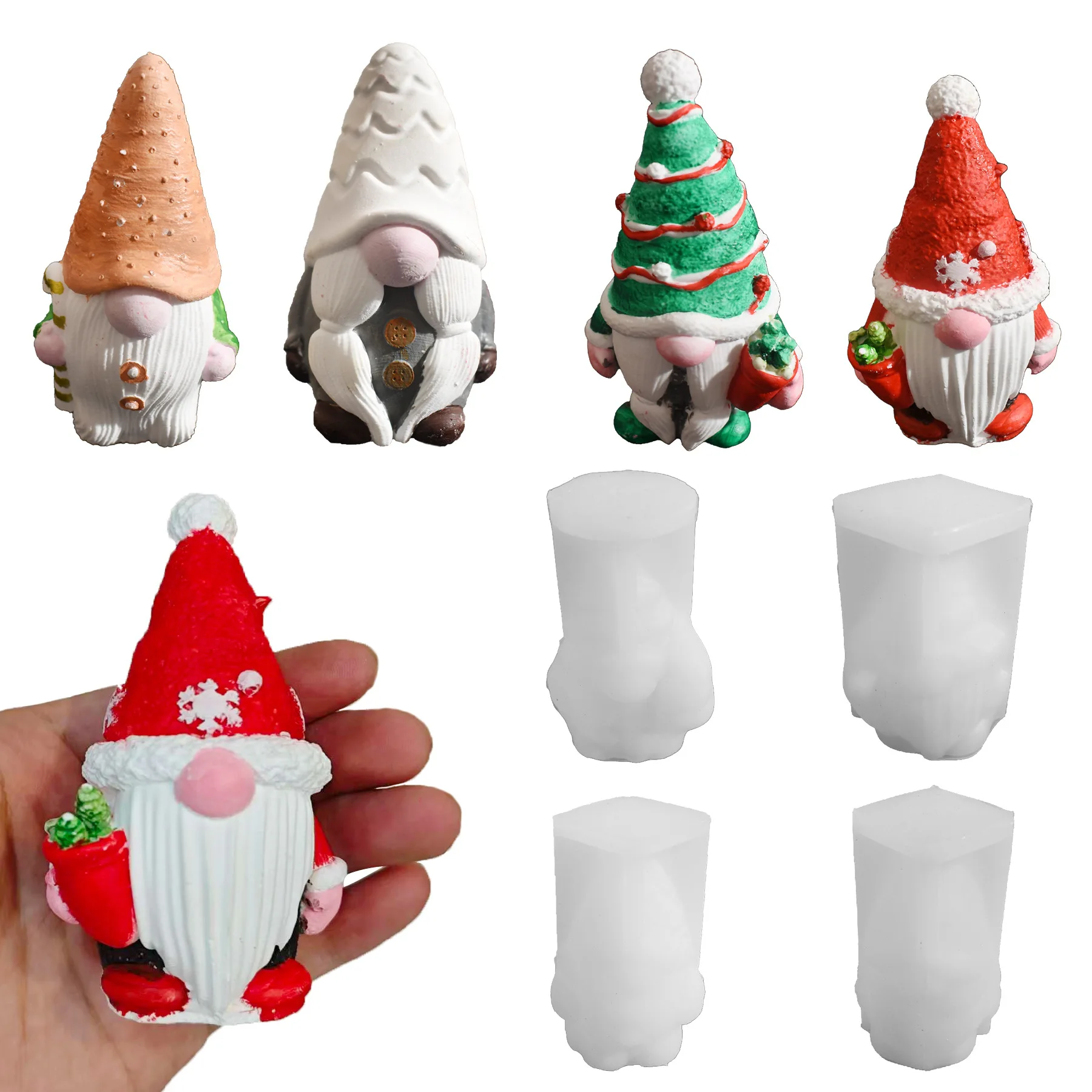 

Рождественская безликая ароматическая свеча старика, силиконовая форма, сделай сам, Санта-Клаус и карлик, гипсовый дисплей