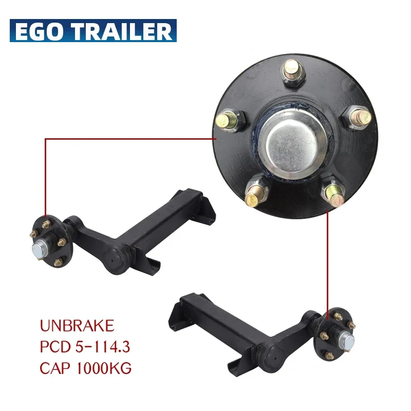 CAP 1000KG Unbrake PCD 5-114.3 Half Torsion Trailer Axle RV Parts Camper Accessories Caravan Components