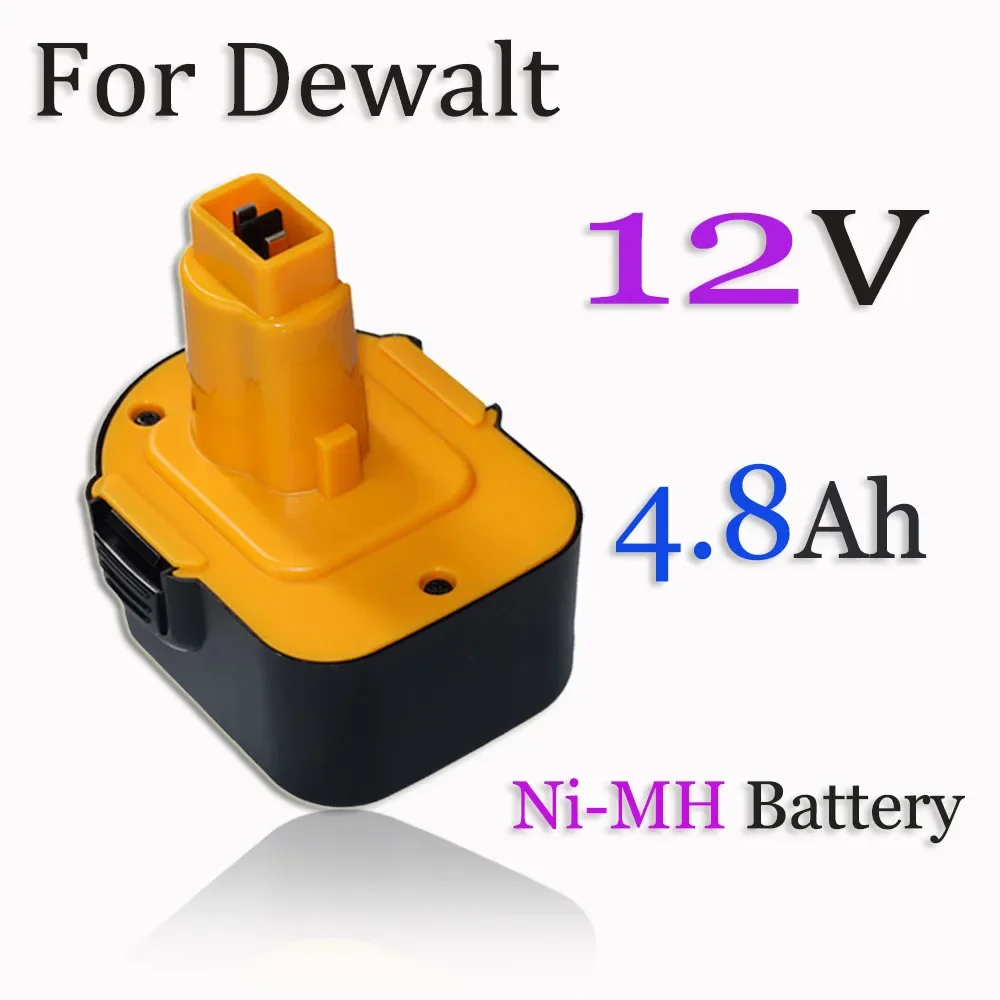 Batterie Ni-laissée pour outil électrique Dewalt, compatible DE9071 DC9071 DE9074 DE9075 DE9501 DE9072 12V, 4800mAh