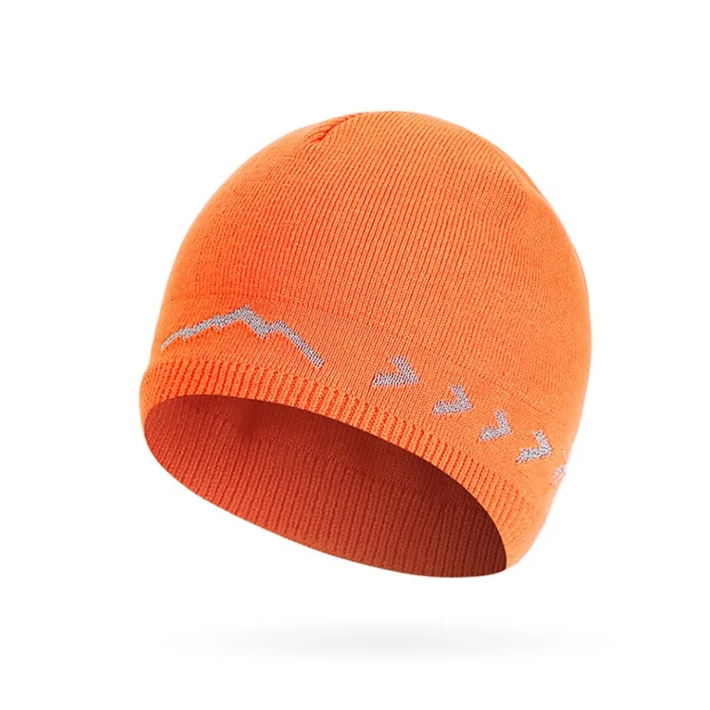 Polyester Material Reflective Knitted Hat Ribbed Knit Texture Reflective Stripe Visibility Safety Hat Unisex Design