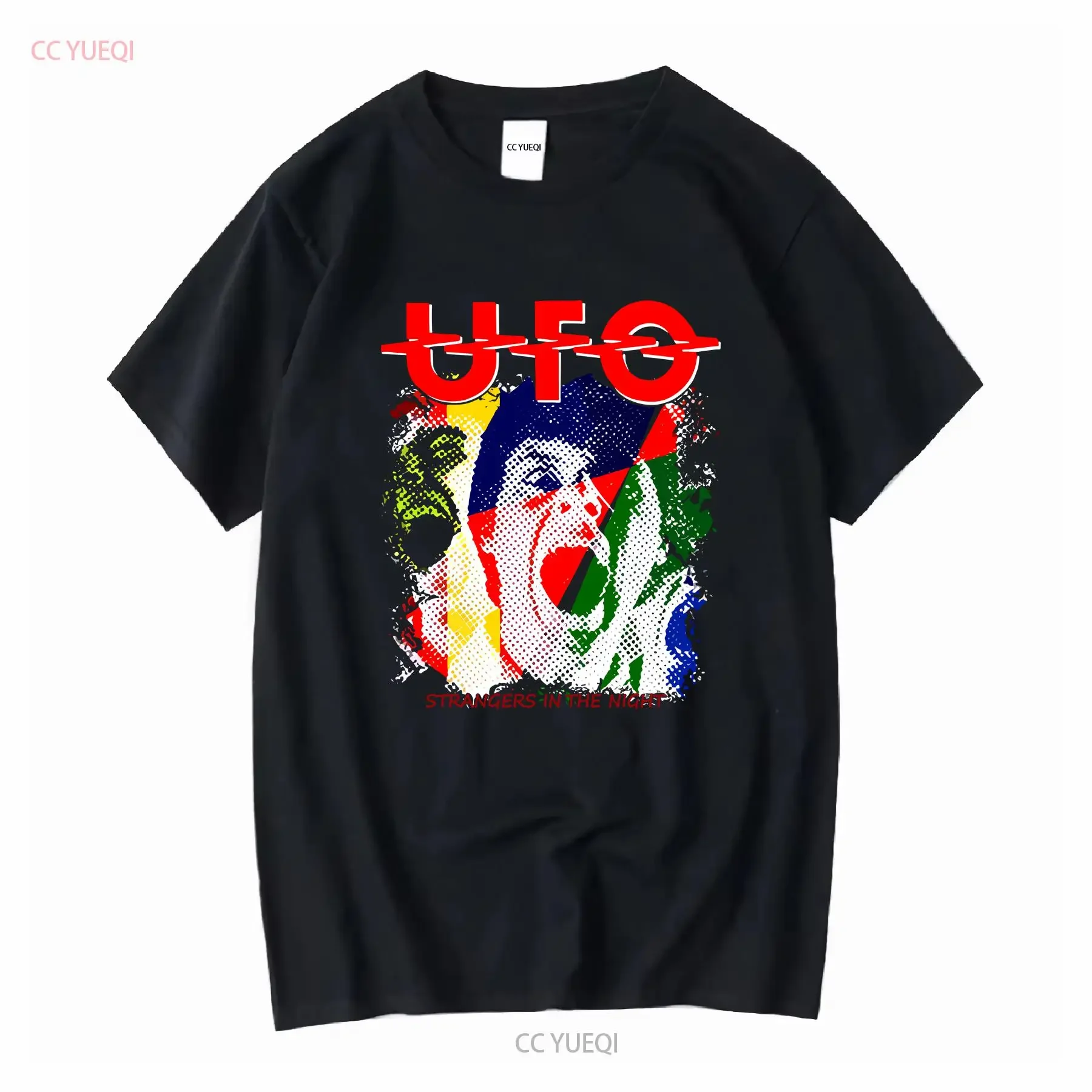 Hot UFO Strangers In The Night T Shirt Black long or short sleeves vintage Washed Stretched Casual Top For Everyday Wear