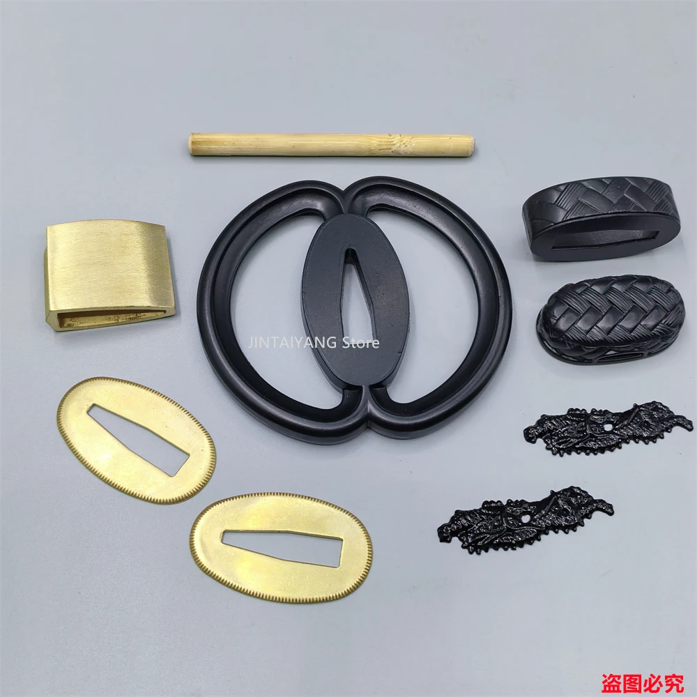 

Очень красивый набор японских черных мусаси Tsuba Fuchi Kashira, латунные фитинги Habaki Seppas для меча, ножа Katana, аксессуары
