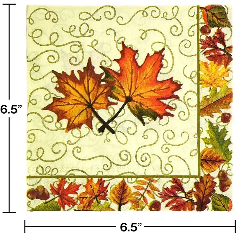 10/20 pz/Pac 33*33cm bordo dado d'acero festa del ringraziamento tovaglioli stampati su sfondo giallo fai da te farfalla osso barlet carta