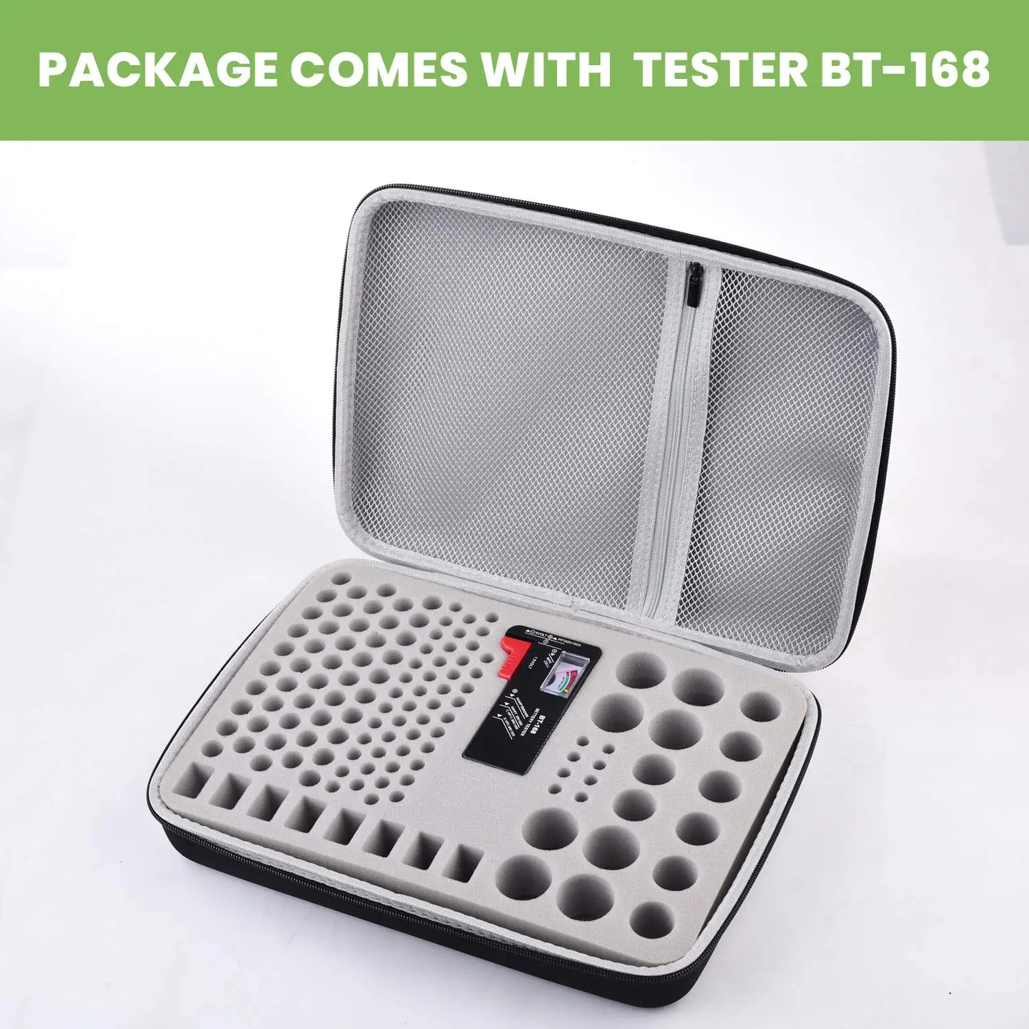 Battery Organizer Storage Holder Case Box with Tester Checker BT-168. Holds 225 Batteries AA AAA C D Cell 9V 3V Lithium