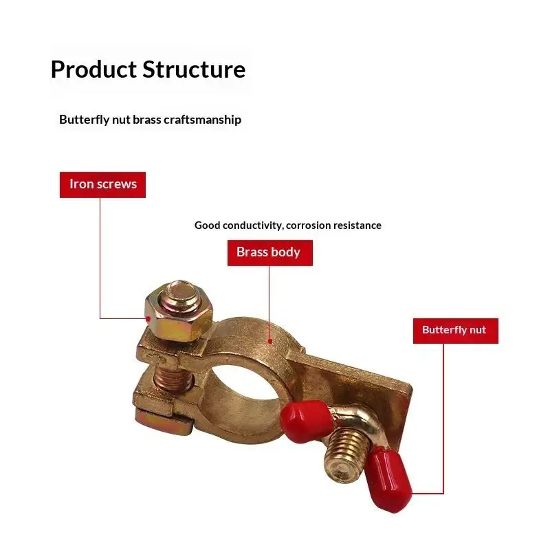Wholesale 1 Set Solid Brass Clamps Connectors Car Truck Boat Caravan Battery Terminals With Quick Release For RV Motorbike
