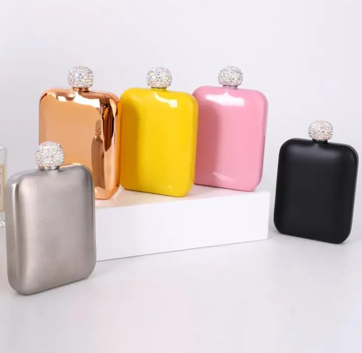 20pcs Diamond Hip Flasks Stainless Steel Flagon With Rhinestone Lid Cover Mini Hip Flask Wine Pot Flask Wine Bottle Wholesale