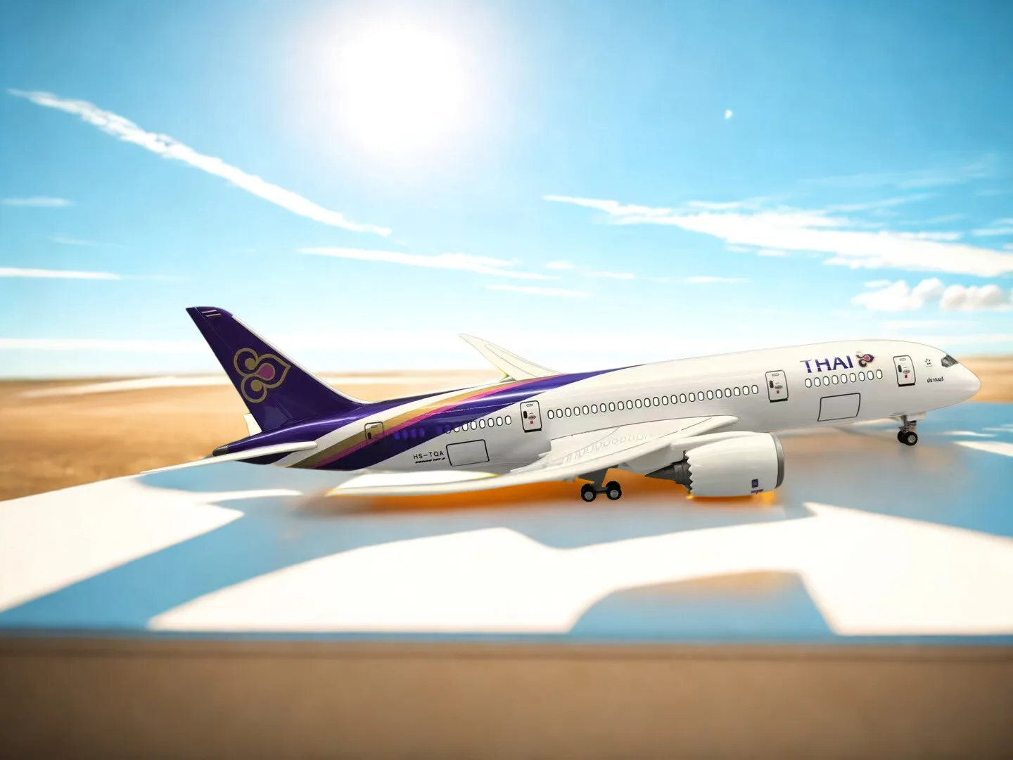 

1:142 Airplane Toy Model 47cm B787 Thailand Plane Model with LED Light(Touch or Sound Control) for Decoration or Gift home