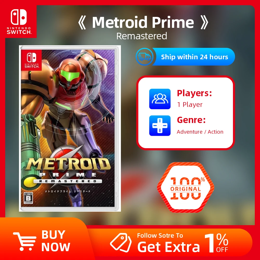 Nintendo Switch Game  - Metroid Prime Remastered - TV Tabletop Handheld Play Modes Genre Platformer Action for Switch OLED Lite