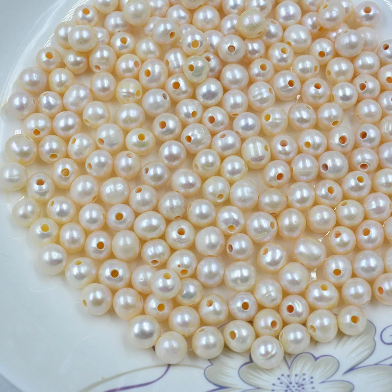 100ps 9MM Pink Natural fresh water pearl hole diameter 2.0spherical pearl beads making jewelry DIY earrings necklace accessories