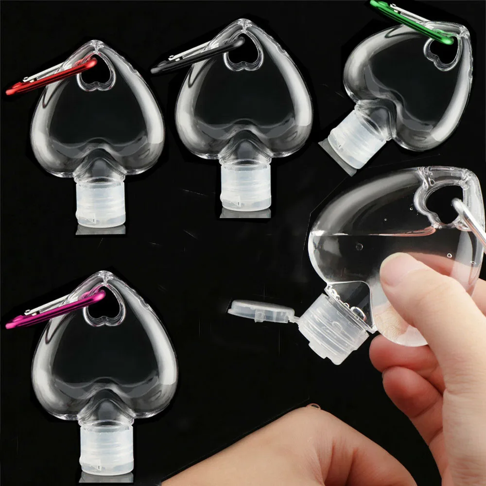 Travel High Quality Heart shape Empty With Key Ring Spray Bottle Cosmetic Container Hand soap Bottle Refillable Bottle
