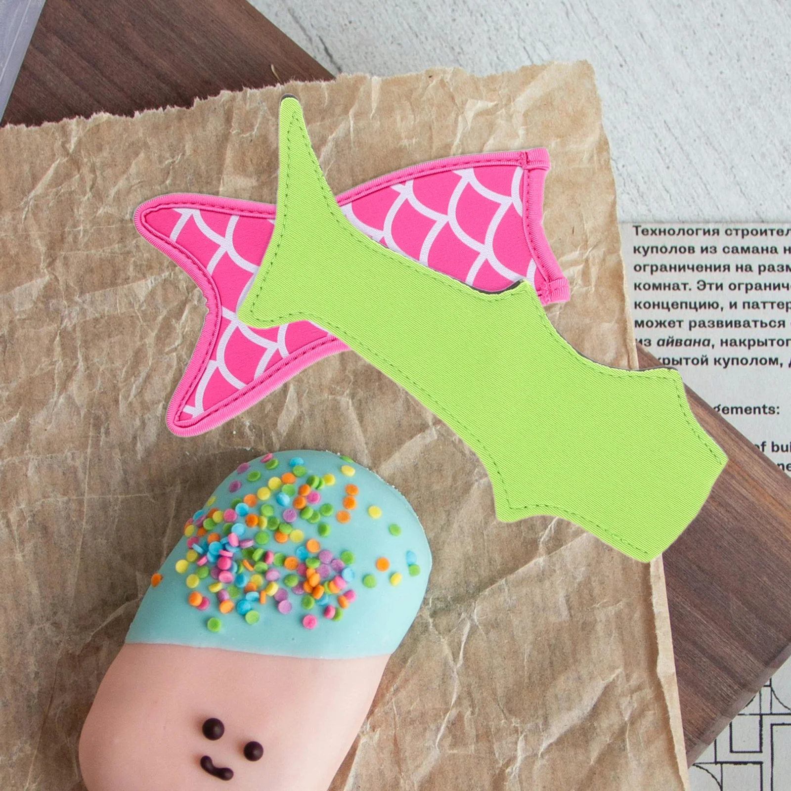 

10Pcs Stick Holders Cloth Popsicles Sleeves Reusable Ice-Pops Covers Insulated Popsicles Bags Mermaid Shark Design