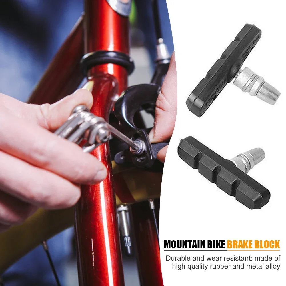 30-1Pcs Durable Bicycle Silent Brake Pads Cycling V Brake Holder Shoes Blocks Rubber 60MM Bike Parts For Mountain Folding Bikes