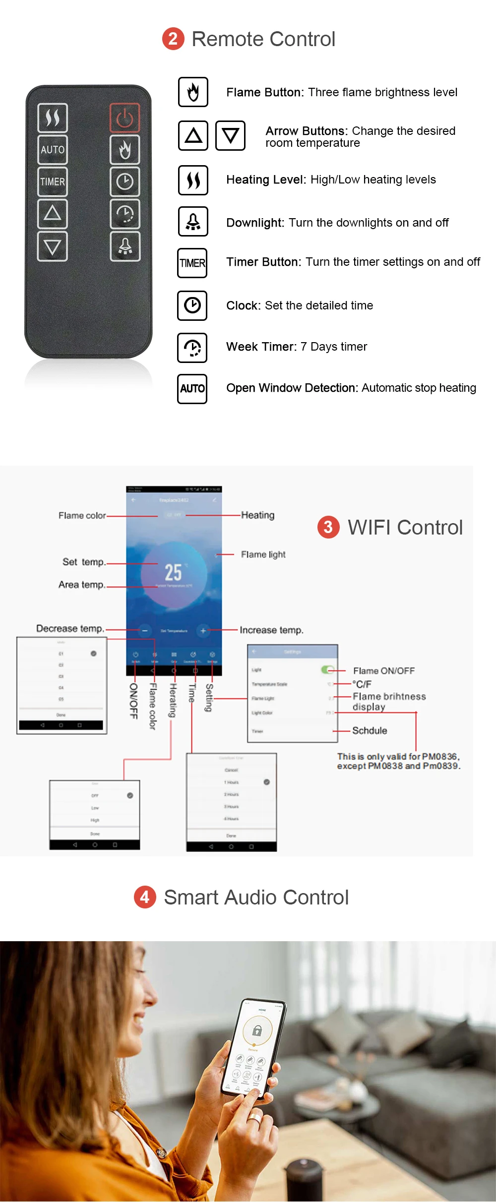 مخصص فاخر الحديثة واي فاي التحكم عن بعد Led ديكور في الهواء الطلق التلفزيون الذكية 84 100 بوصة سخان الموقد الكهربائية #5