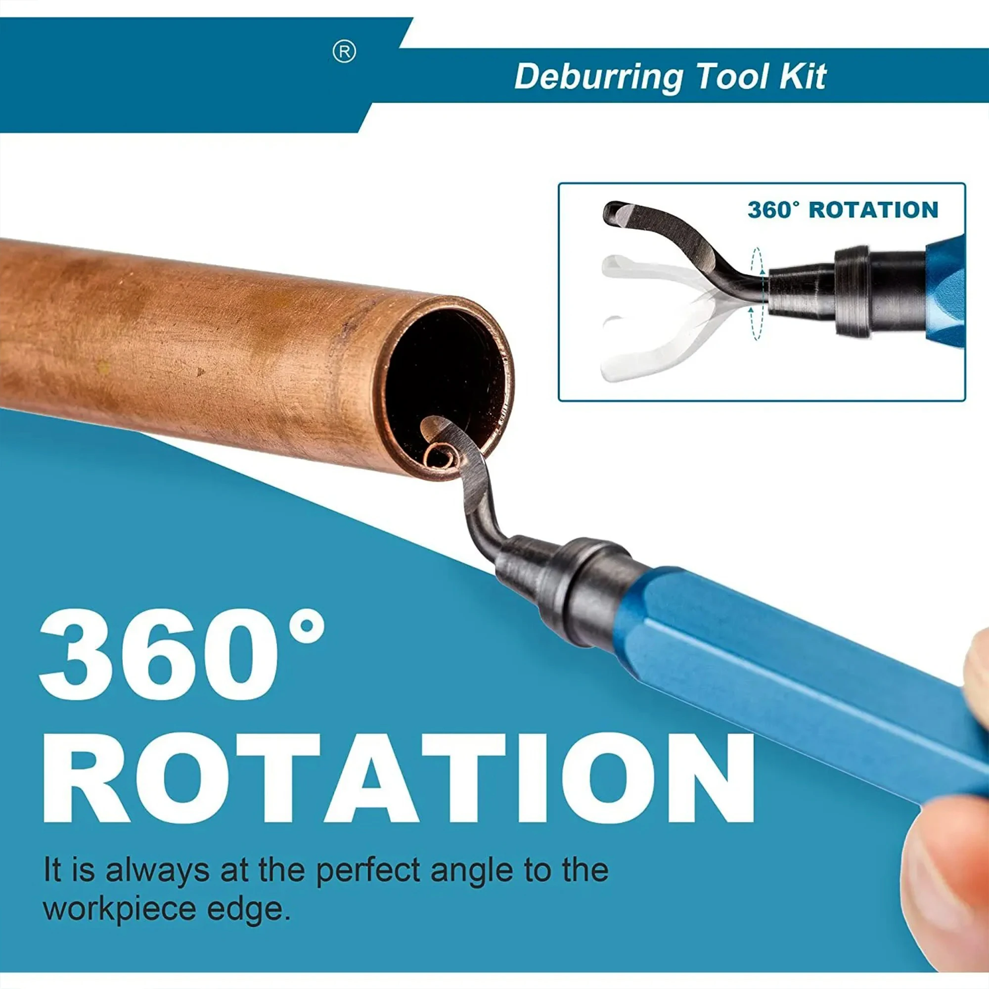 Deburring Tool with 11 HSS Steel Blades 360 Degree Rotary Head Deburring Tool for Metal Resin Plastic 3D Printing Wood image 6