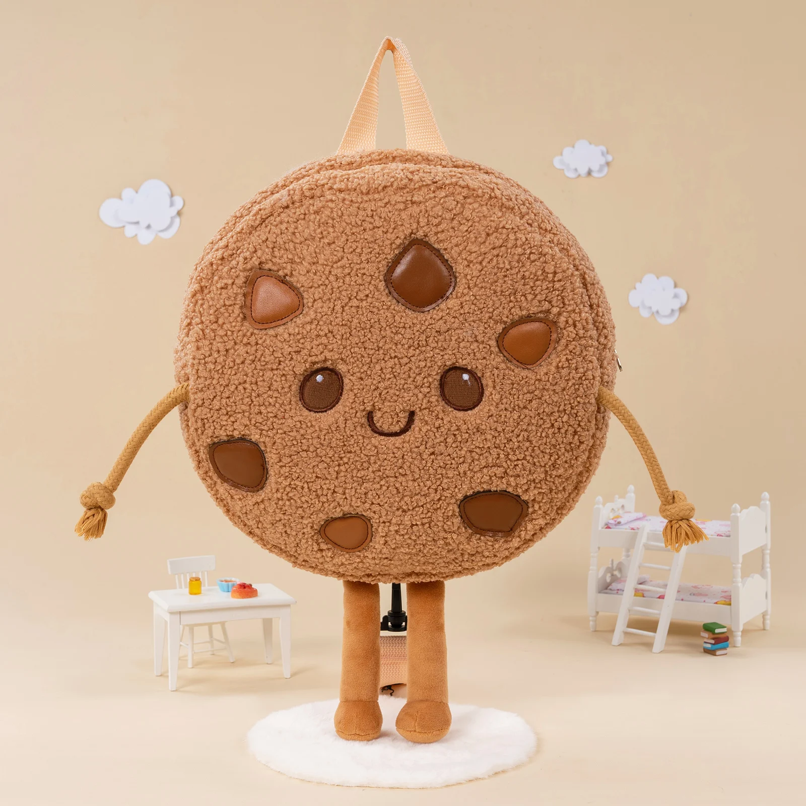 OUOZZZ Toddler Backpacks with Adjustable Strap Kawaii Plush Backpack Kids Cookie Strawberry Mushroom Bag Mini Travel Backpack