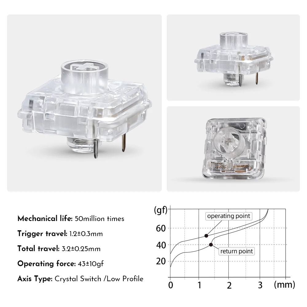 Haute42- COSMOX Crystal Low Profile Switches Kailh Custom Mechanical Keyboard Wind Engine Switches For Leverless Controller