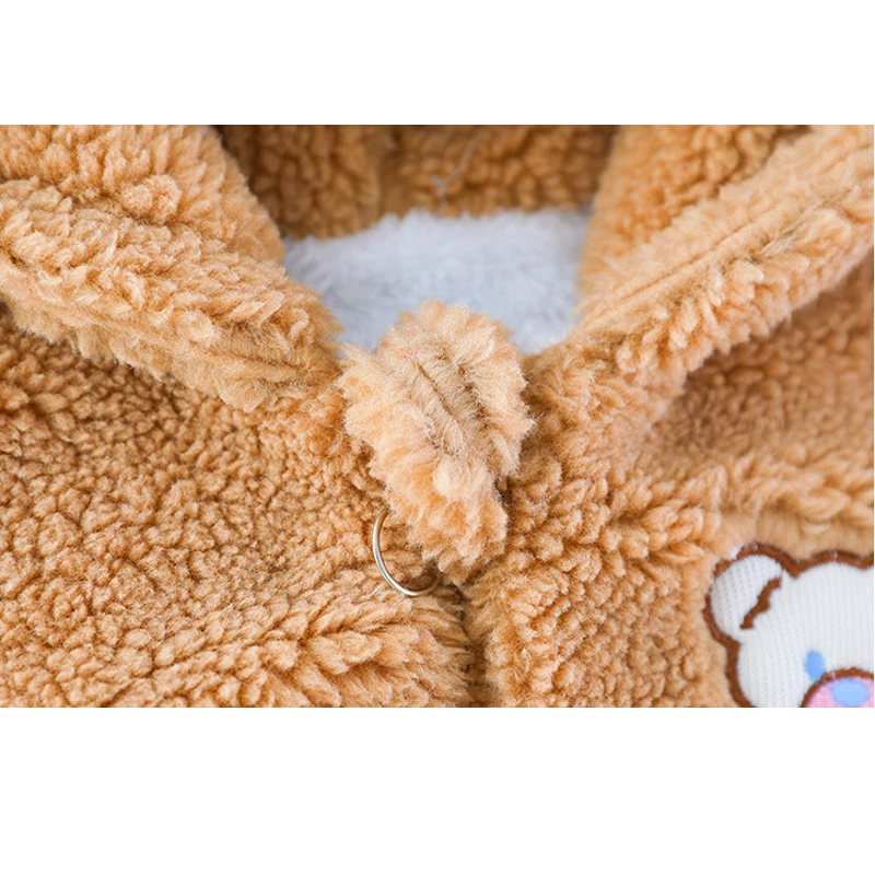 2023 Baby Girls Jacket Winter Lining Plush Thicken Keep Warm Outerwear For 1-5Y Kids Cartoon Hooded Snowsuit Send Bears Doll