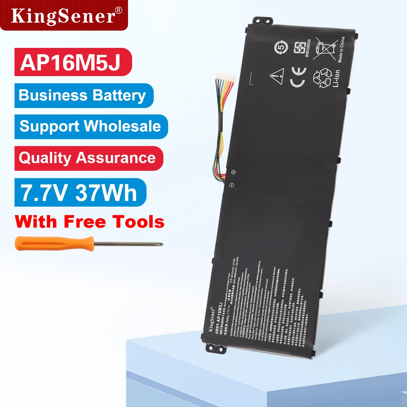 KingSener AP16M5J Laptop Battery ACER Aspire 1 for Aspire 3 A315-21 A315-51 ES1 A114 A315 KT.00205.004 7.7V 4810mAh 37WH