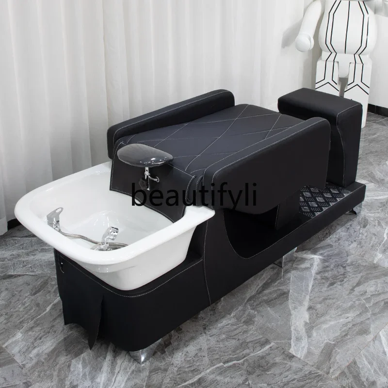 Hair salon special flush bed Barber shop Thai style full lying ceramic basin half lying