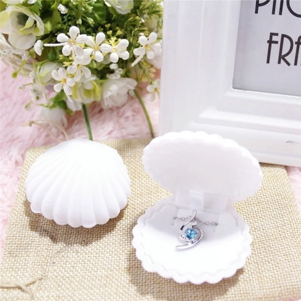 Ocean Style Design Jewelry Storage Organizer Flannel Lining 5 Colors Options Shell-shaped Jewelry Box Shell-shaped Design