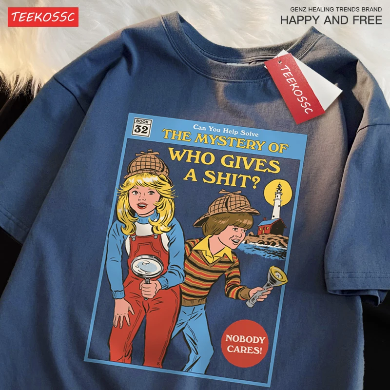 Can You Help Solve The Mystery Of Who Gives A Shit T Shirts Male Cotton Tee Clothes Hip Hop Oversized T Shirts Casual Loose Tops image 3