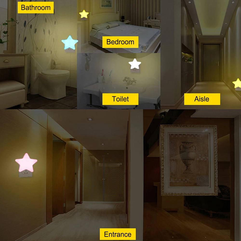 ITimo-Lámpara de pared enchufable, enchufe europeo/estadounidense, luz nocturna de estrella, decoración de habitación de niños, Control de luz, iluminación del hogar