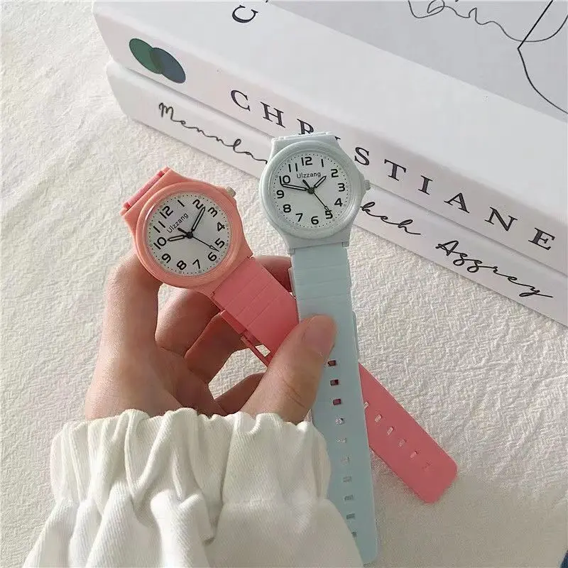 Reloj de cuarzo luminoso pequeño para niños y niñas, Simple, coreano, moda, Color caramelo, Reloj deportivo para niños