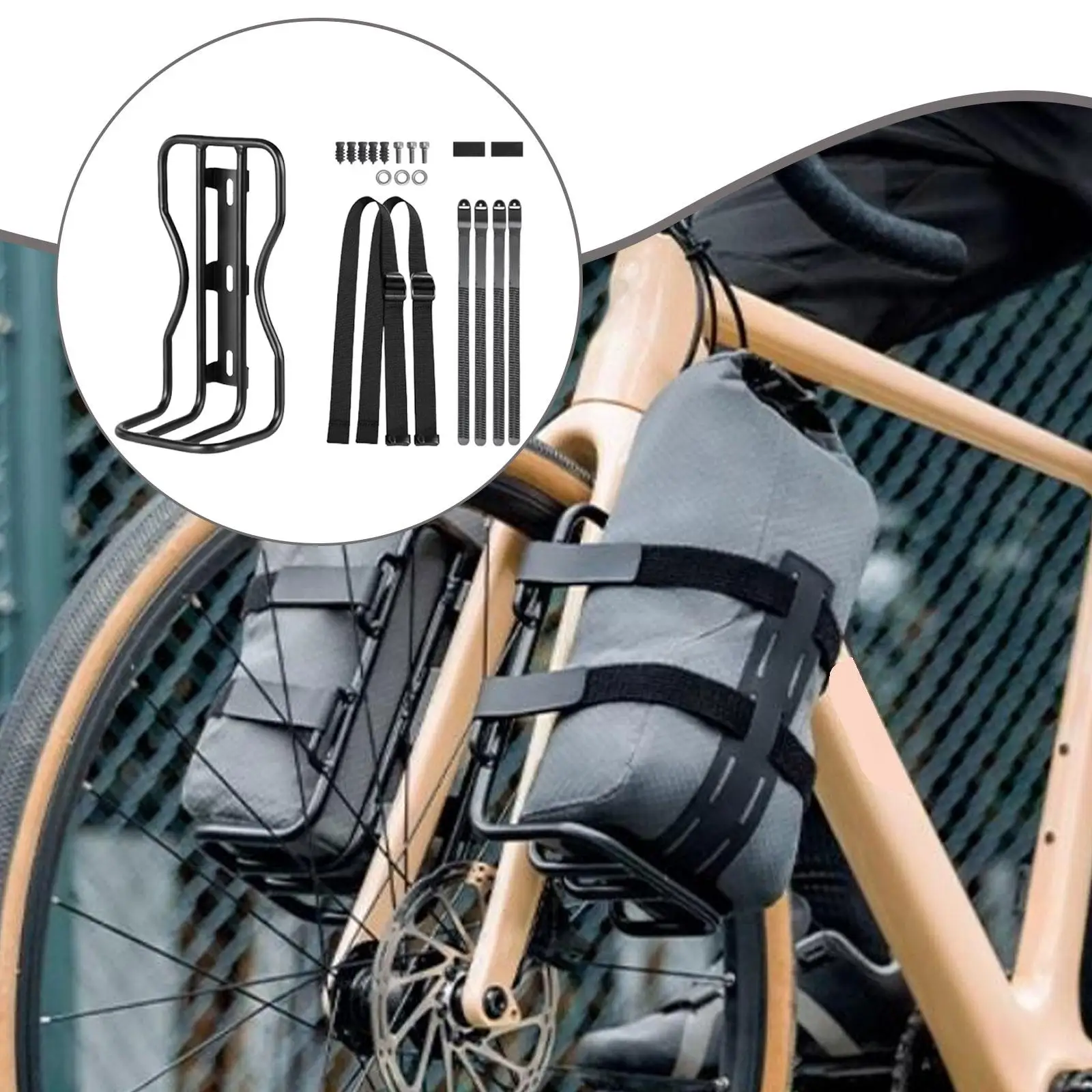 Easy Install Bicycle Front Fork Rack Stable Cargo Carrier Quick Release Spare Parts for Road Bike and Storage