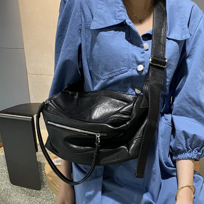 

New Women's Bag Large Capacity Single Shoulder Bag Simple Solid Color Messenger Bag Soft Leather Women Bag