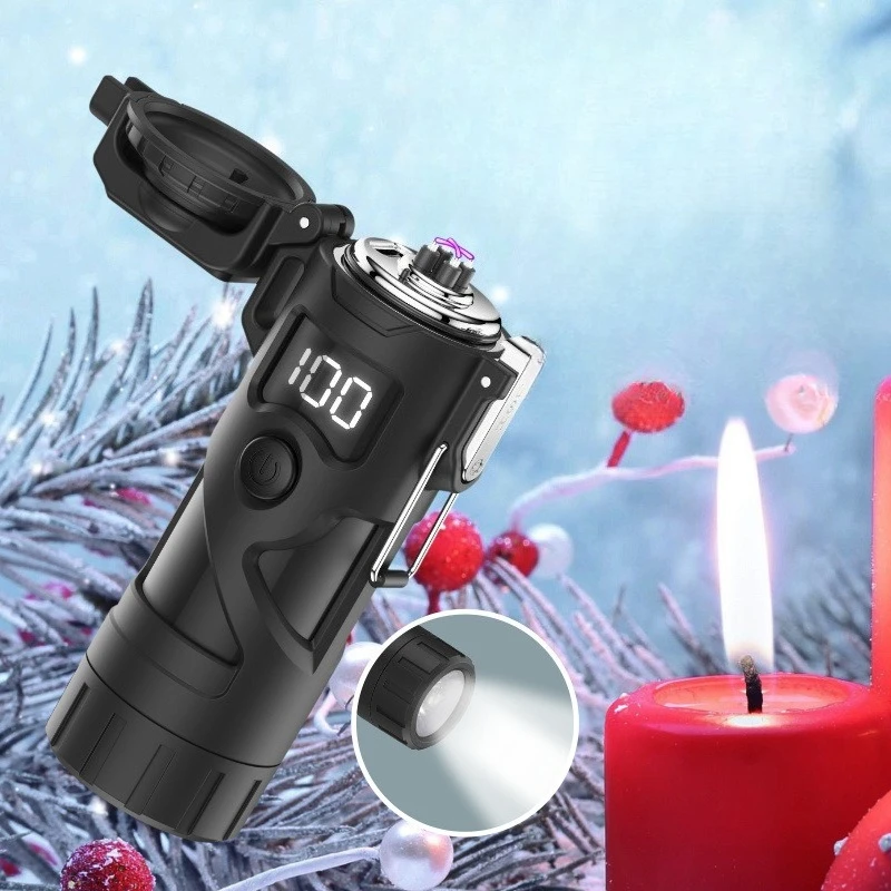 

The New Waterproof Dual Arc Lighter Comes with Strong Light and Battery Display Suitable for Outdoor Exploration