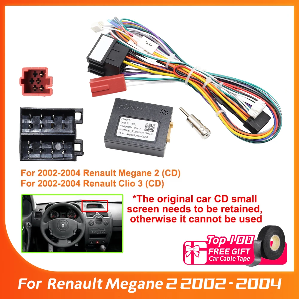 Декодер Canbus 16-контактный, адаптер для автомагнитолы ISO, для Renault Megane 2 2002-2004, Clio 3, Trafic Mk2, Kangoo, кабель для Android-устройств