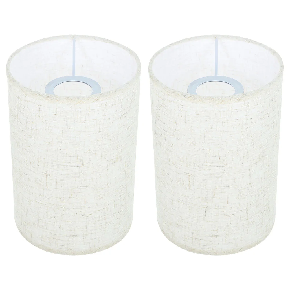 

2 Pcs Linen Lampshade Compact Shades Cylinder Lightweight Desk Accessories Supply