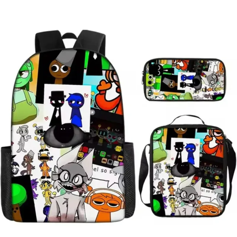 1/3Pcs Sprunki backpack 15inch Sprunki bookbag  Incredibox Schoolbag Cartoon Single Layer Sprunki backpack For Students Backpack