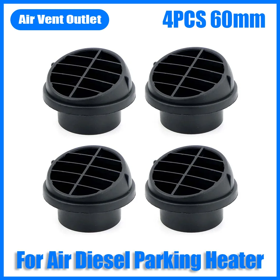 4PCS 60mm Air Vent Ducting Piece Duct Pipe Outlet Rotatable Diesel Parking Heater For Car Truck VAN Camper Garage